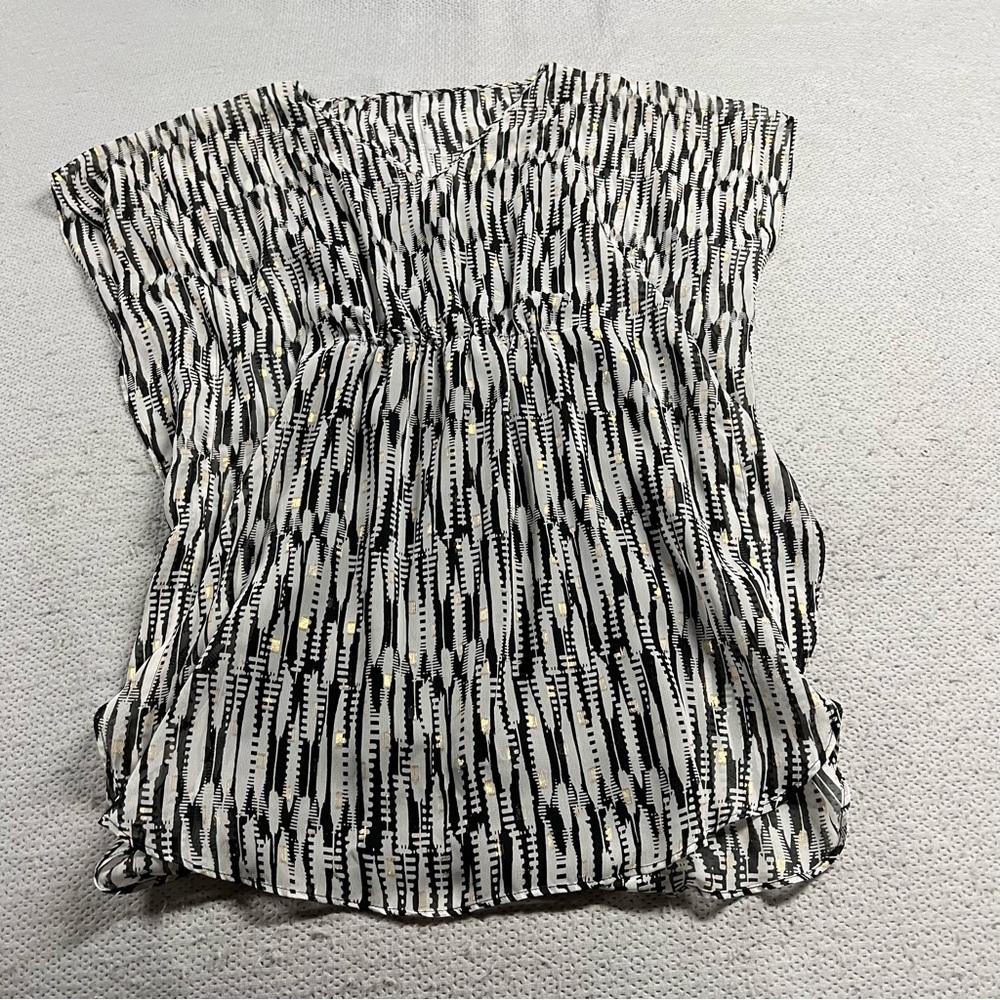 Express Black White Gold Abstract Print Kaftan Mini Dress Size XS EUC